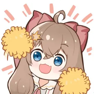 🥳 Anime, Líder de torcida, Kawaii, Fofo, Desenho animado, Pompons, Chibi, Fanart telegram sticker
