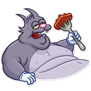 🤤 desenho animado, animal, gato, comida, comendo, humor, adesivo telegram sticker