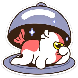 ⭐ อาหาร, เสิร์ฟ, แมว, สัตว์, การ์ตูน, แปลก telegram sticker