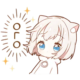 😧 OLO Anime, Mignon, Chibi, Kawaii, Étincelles, Oreilles de chat telegram sticker