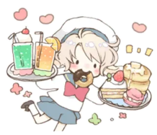 🌬 postre, comida, chef, mono, dulces whatsapp sticker