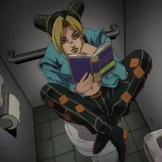 🌊 Jolyne Cujoh JoJo's Bizarre Adventure anime, manga, jojos bizarre adventure, jolyne cujoh, toilet, reading telegram sticker