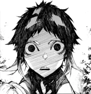 🌟 Anime, Manga, Postać, Zszokowany, Wyraz twarzy, Czarno-białe telegram sticker