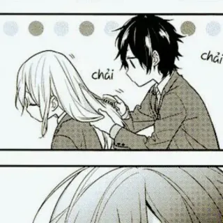 🖤 chải Anime, Paar, Haare, Bürsten, Romantisch telegram sticker