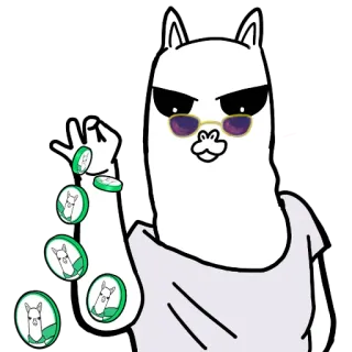 🦙 лама, монеты, солнцезащитные очки, мультфильм, животное whatsapp sticker