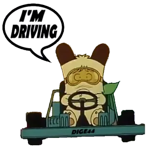 🚗 I'M DRIVING jazda, kreskówka, kart, zwierzę telegram sticker