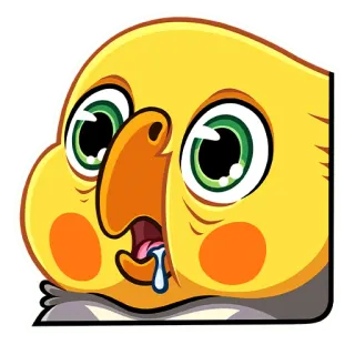 😳 pássaro, calopsita, emoji, engraçado, fofo, amarelo telegram sticker