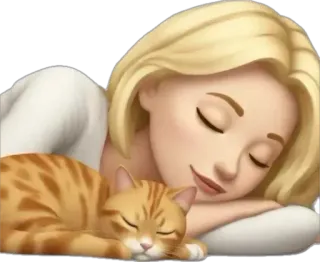 🤩 Frau, Katze, schlafend, Emoji, entspannend, Tier telegram sticker