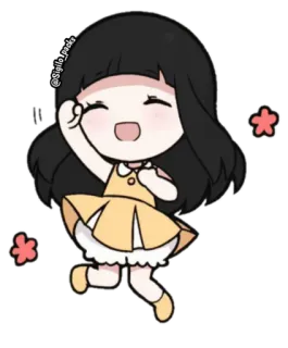 😆 chibi, chica, linda, kawaii, dibujos animados, pegatina telegram sticker