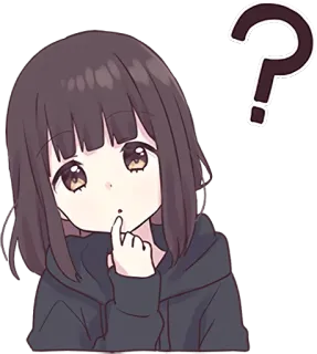 ❓ Anime, Meisje, Vraag, Denken, Kawaii, Leuk whatsapp sticker