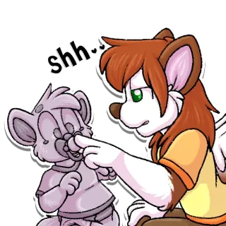 👉 shh... Фурри, Антропоморфный, Тишина, Милый, Палец, Мультфильм telegram sticker