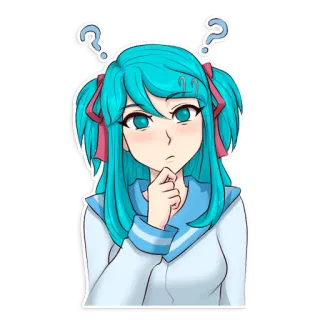 🤔 anime, meisje, denken, vraag, twijfel, cartoon telegram sticker