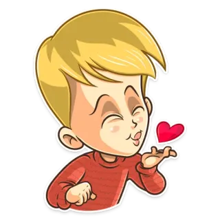 😘 소년, 만화, 사랑, 하트, 키스, 이모티콘, 스티커 telegram sticker