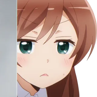👀 anime, ragazza, cartone animato, personaggio, femmina, capelli castani, delusa/o telegram sticker