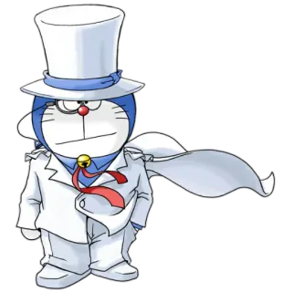 🎩 Doraemon doraemon, Cartoon, Anime, Manga, Roboterkatze, Figur, weißer Anzug, Zylinder whatsapp sticker