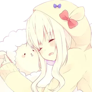 🥰 аниме, девушка, милая, сонная, средний палец telegram sticker