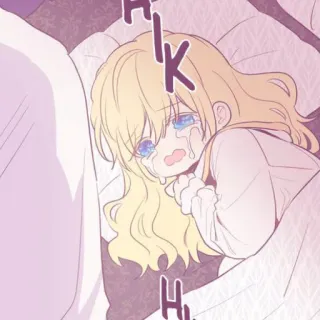 🍼 chorando, triste, menina, criança, lágrimas, cama, sozinho/a telegram sticker