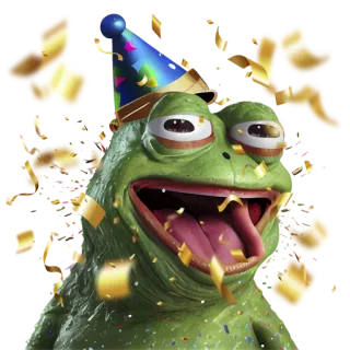 🥳 frog, party, celebration, fun, animal, confetti telegram sticker