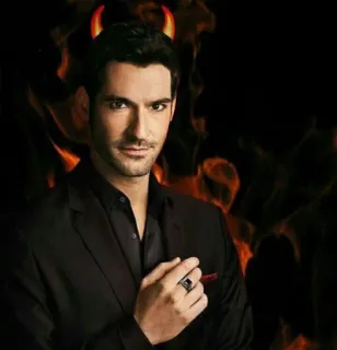 😈 Lucifer Morningstar Lucifer Lucifer, Devil, Tom Ellis, TV Show, Fox, Netflix, Demon telegram sticker