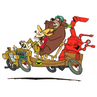 🚜 Wacky Races, Dessin animé, Voiture, Animation, Course, Personnages whatsapp sticker