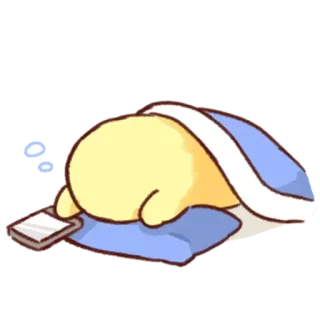 💛 ง่วง, เหนื่อย, เตียง, หมอน, ผ้าห่ม, การ์ตูน telegram sticker