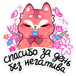 🌺 спасибо за день без негатива raposa, flores, fofo, obrigado, positivo, animal whatsapp sticker
