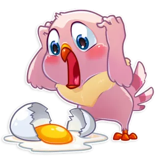 😨 bird, egg, sad, cartoon, cute, shocked, surprise, mess telegram sticker