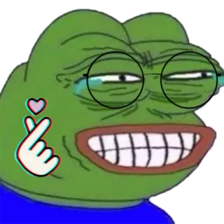 🔥 Pepe the Frog pepe, sapo, meme, coração com os dedos, óculos whatsapp sticker
