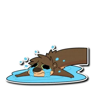 😭 sad, crying, otter, cartoon, animal, tears telegram sticker