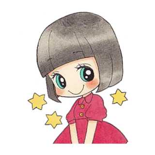 ☺ meisje, schattig, ster, cartoon telegram sticker