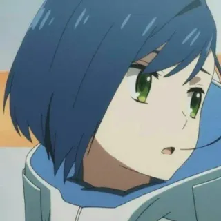 ✨ Ichigo Darling in the Franxx 动漫, 蓝发, 可爱, 女孩, 严肃, 角色 telegram sticker