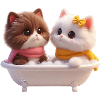 🚿 gatos, animais, fofo, banho, kawaii, gatinhos telegram sticker