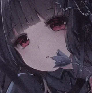 🍇 动漫女孩, 花, 红眼睛, 哥特, 黑暗美学 telegram sticker
