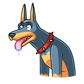😛 собака, доберман, животное, наклейка whatsapp sticker