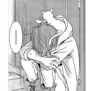 😞 ........ anime, manga, cat, sad telegram sticker