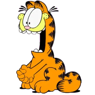 😜 Garfield cat, cartoon, orange, funny whatsapp sticker