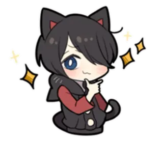 😛 gatto, anime, carino, kawaii, brillantini, adesivo, manga, cartone animato telegram sticker