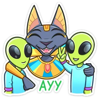 ☺️ AYY alien, cat, funny, egyptian, ayy, peace telegram sticker