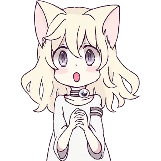 😯 Anime, Katzenmädchen, Manga, Niedlich, Kawaii, Katzenartig, Cartoon telegram sticker