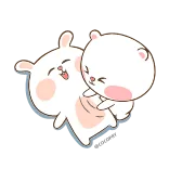 😌 dibujos animados, lindo, conejo, oso, abrazando, amor, amistad telegram sticker