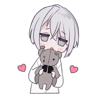 ❤️ Anime, Chibi, Schattig, Teddybeer, Harten, Cartoon telegram sticker