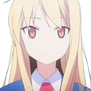 😶 Anime, Dziewczyna, Blond włosy, Mundur szkolny, Kreskówka telegram sticker