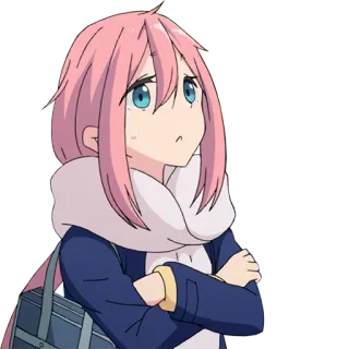 🙄 Nadeshiko Kagamihara Yuru Camp 动漫, 可爱, 女孩, 各务原抚子, 摇曳露营, 露营 telegram sticker