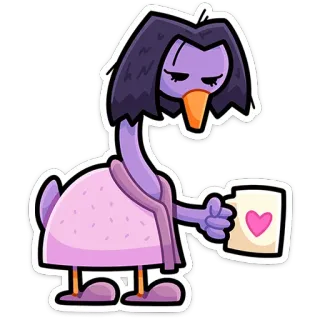 ☕ vogel, cartoon, sticker, liebe, herz, tasse, getränk telegram sticker