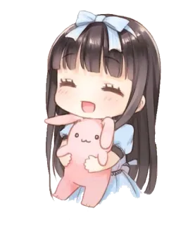 😊 Аниме, Чиби, Девочка, Зайчик, Каваий, Милый, Мультфильм telegram sticker