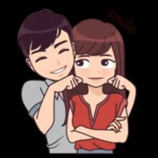 😉 smile คู่รัก, ความรัก, การ์ตูน, ยิ้ม, ความสัมพันธ์ telegram sticker