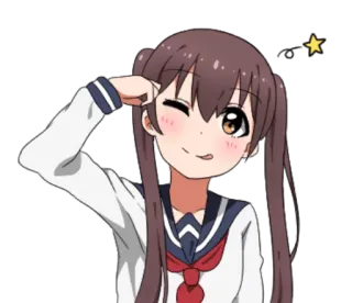 😉 Anime, Lindo, Chica, Guiño, Feliz telegram sticker