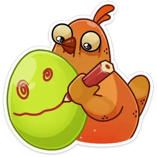 🙂 새, 그림, 만화, 계란, 연필, 동물, 웃긴 telegram sticker