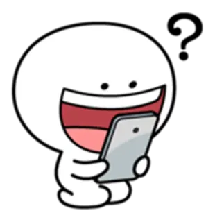 😳 Мультфильм, Персонаж, Телефон, Стикер, Белый, Простой, Счастливый telegram sticker