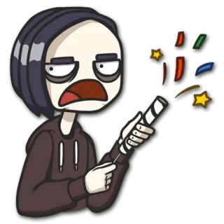 😧 festa, celebração, confete, desenho animado, celebrando telegram sticker